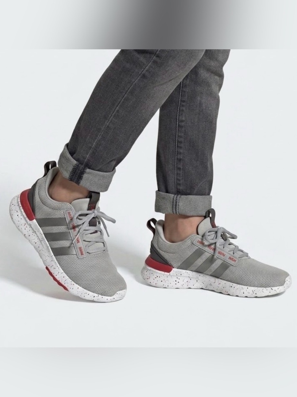 Adidas Cloudfoam Racer TR21 Kids' Sneakers - Grey / Red / Speckled